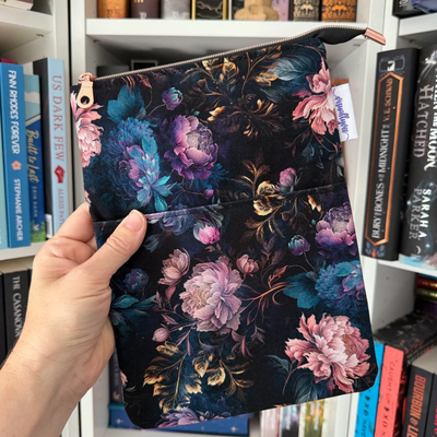 Night Peonies - Zippered Book Sleeve (Large)